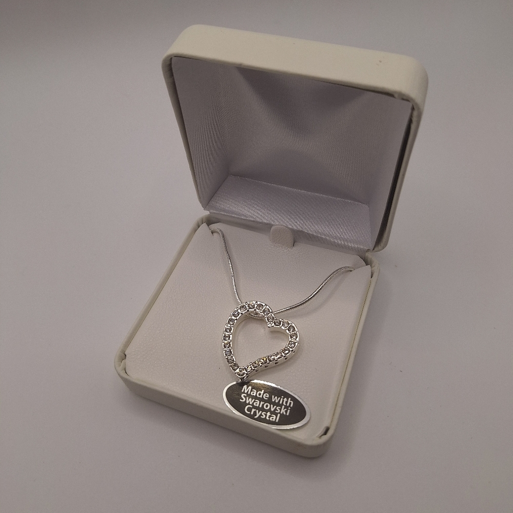 SWAROVSKI SILVER-TONE HEART CRYSTAL NECKLACE — BOXED - Picture 3 of 6